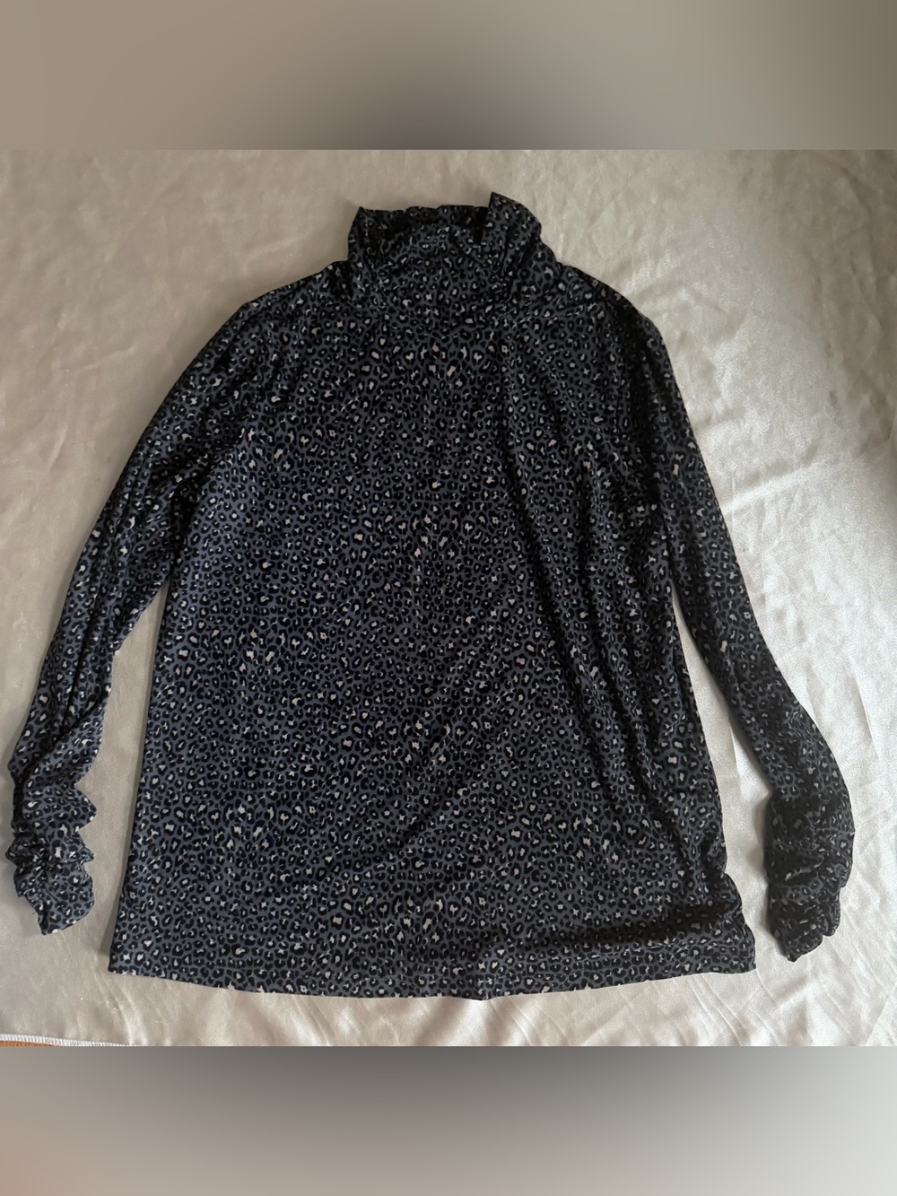 Susan Graver Printed Brushed Liquid Knit Mock Neck Top medium a370887